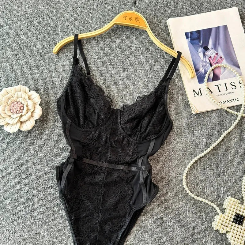 Combinaison à bretelles en arête de poisson Body,  Coupe intérieure américaine, Slim, Noir, Haut court, Sexy Clickbing Market