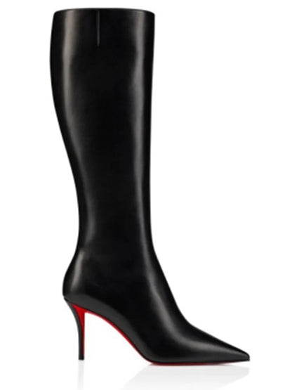 Bottes fines à talons hauts avec fermeture éclair latérale