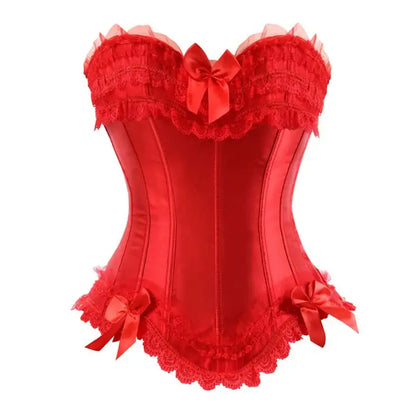 Satin surbuste Corset à lacets Corsets Bustiers haut grande taille blanc rouge noir rose Clickbing Market