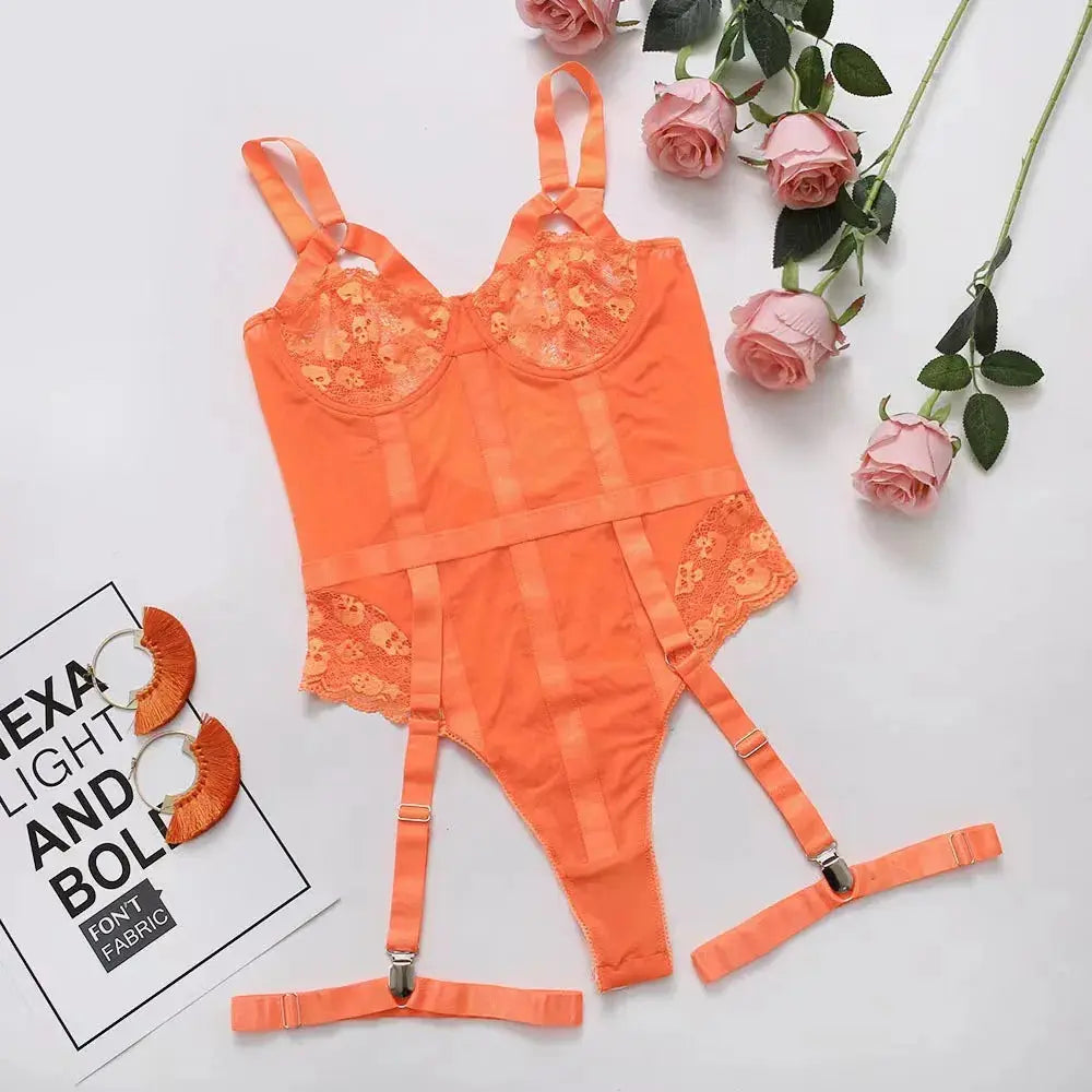 Ensemble de Lingerie jarretelles Sexy body intime, soutien-gorge à armatures et tongs Clickbing Market