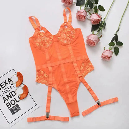 Ensemble de Lingerie jarretelles Sexy body intime, soutien-gorge à armatures et tongs Clickbing Market