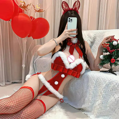 Lingerie de Noël Sexy Lingeries Ajourées, Dos aux7.0, Combishort Trempé Clickbing Market