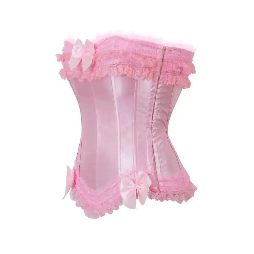 Satin surbuste Corset à lacets Corsets Bustiers haut grande taille blanc rouge noir rose Clickbing Market