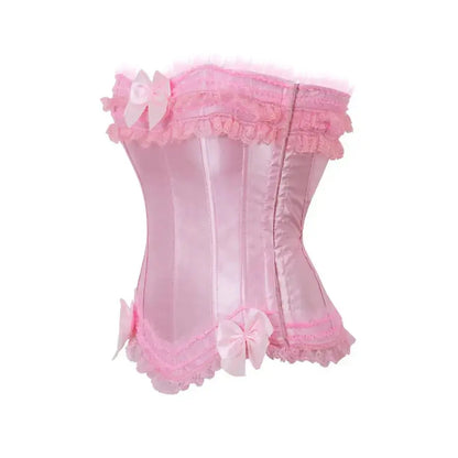 Satin surbuste Corset à lacets Corsets Bustiers haut grande taille blanc rouge noir rose Clickbing Market