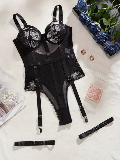 Ensemble de Lingerie jarretelles Sexy body intime, soutien-gorge à armatures et tongs Clickbing Market