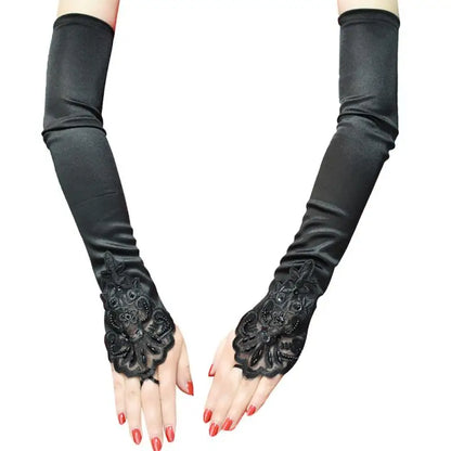 Gants, nœud floqué, châle en dentelle