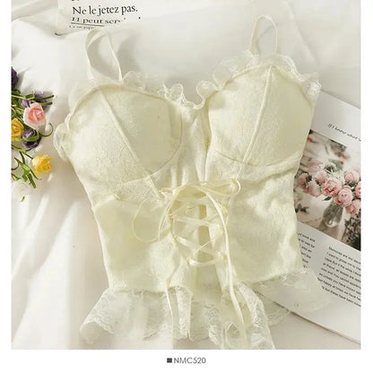 Corset dentelle bandage T-shirt camisole fronde débardeur mode gilet sans manches Clickbing Market